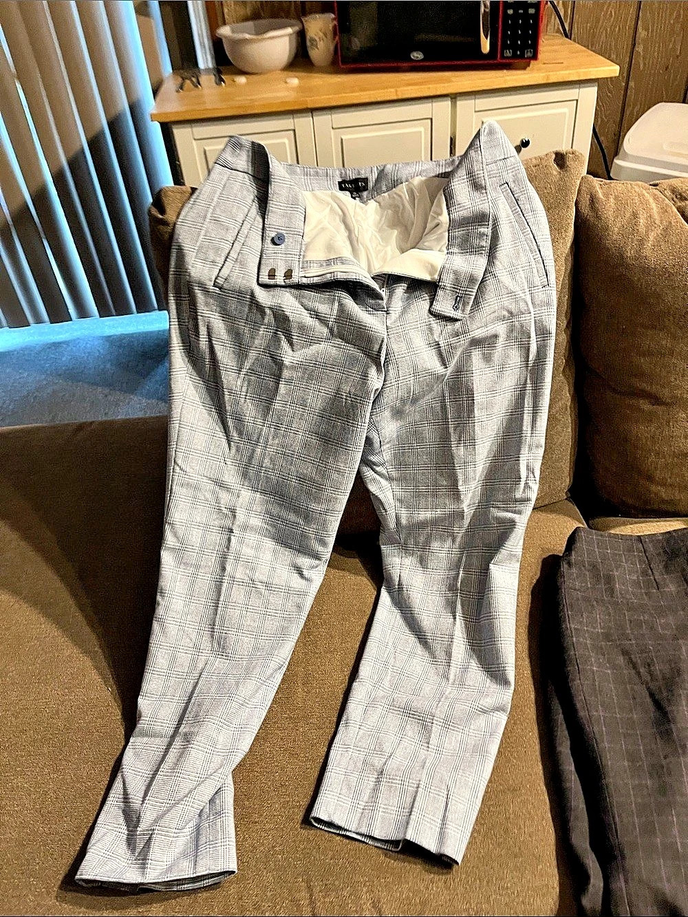 Talbots Glen Plaid Slim Ankle Pants Blue & White Size 12